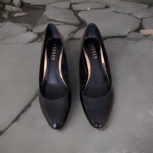Lauren Ralph Lauren Women’s Harper Black Leather 2.5 Heels Pumps Shoes Size 8